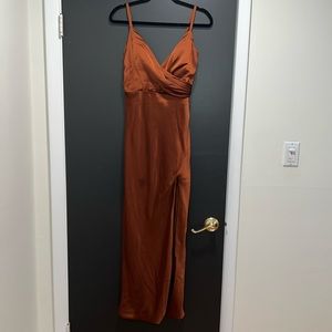 Revelry bridesmaid dress / wedding guest dress size 6 / silk / high slit